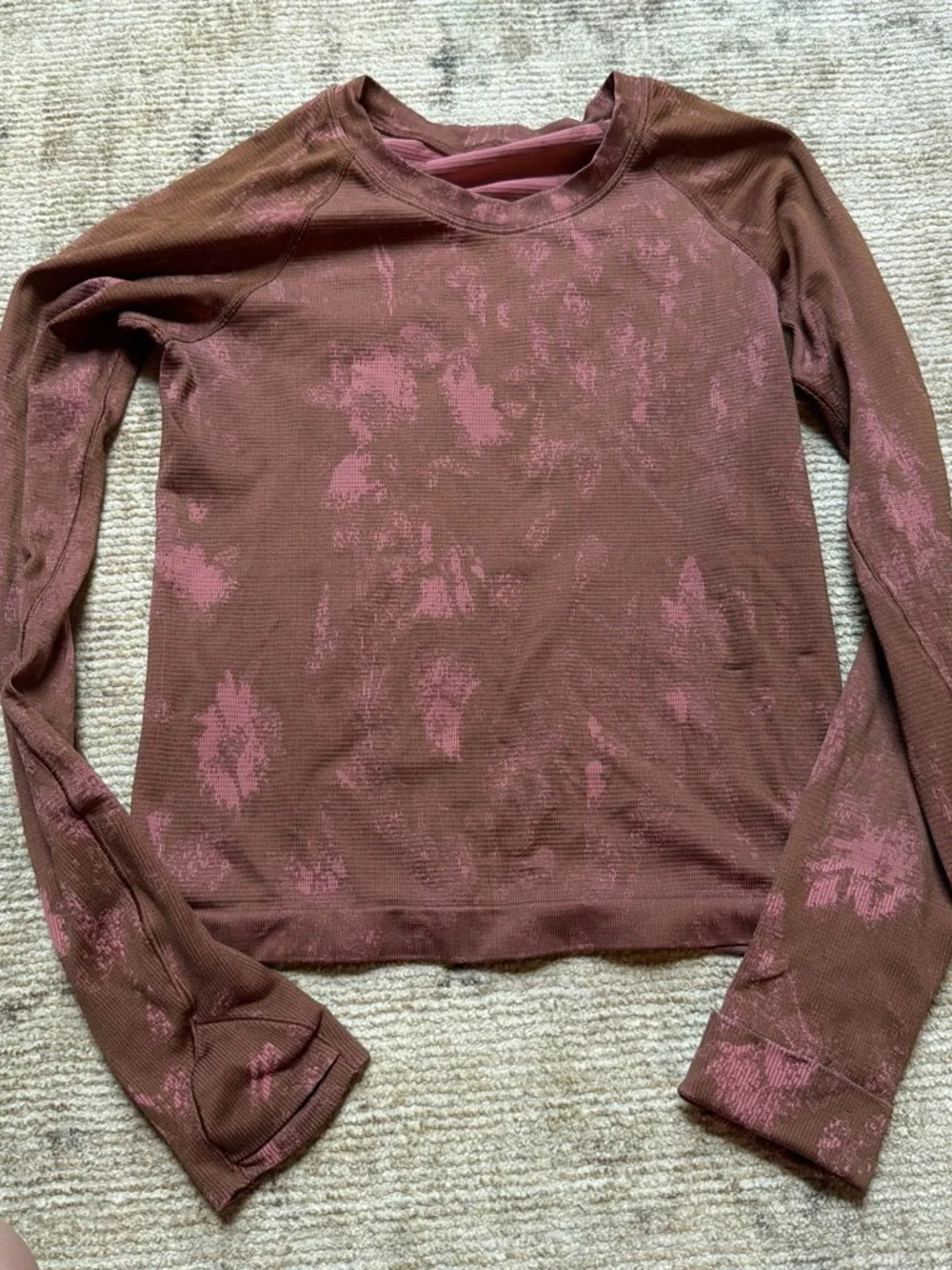 lululemon athletica Long Sleeve Tie-Dye Thermal Top - Brown Pink